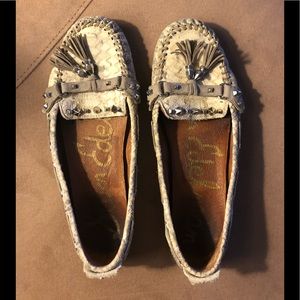 Grey Sam Edelman flats w/ silver studs, size 8